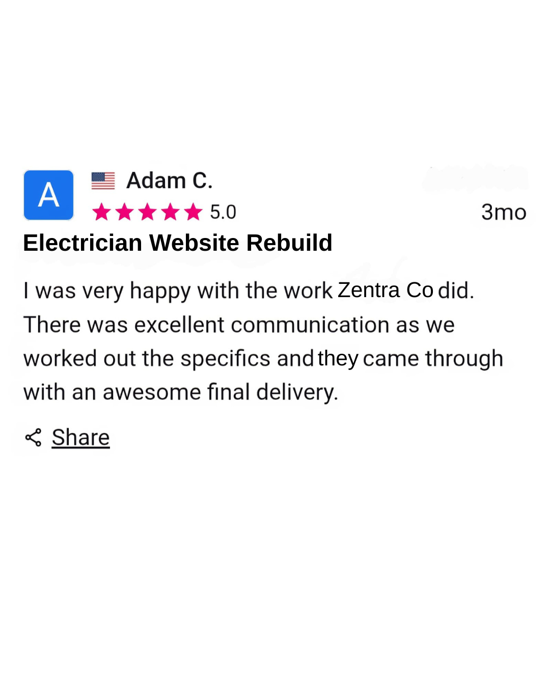 Verified Freelancer review, Adam C., Electrician Website Rebuild